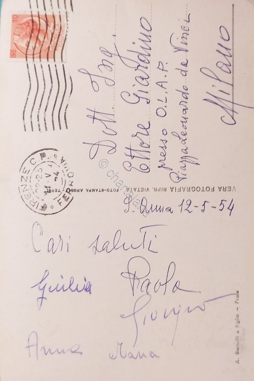 Cartolina - Prato - Palazzo Pretorio - 1954