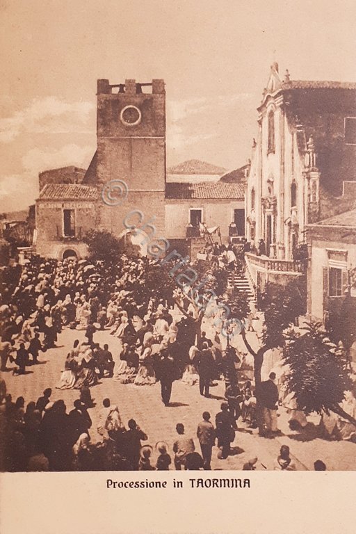 Cartolina - Processione in Taormina - 1920 ca.