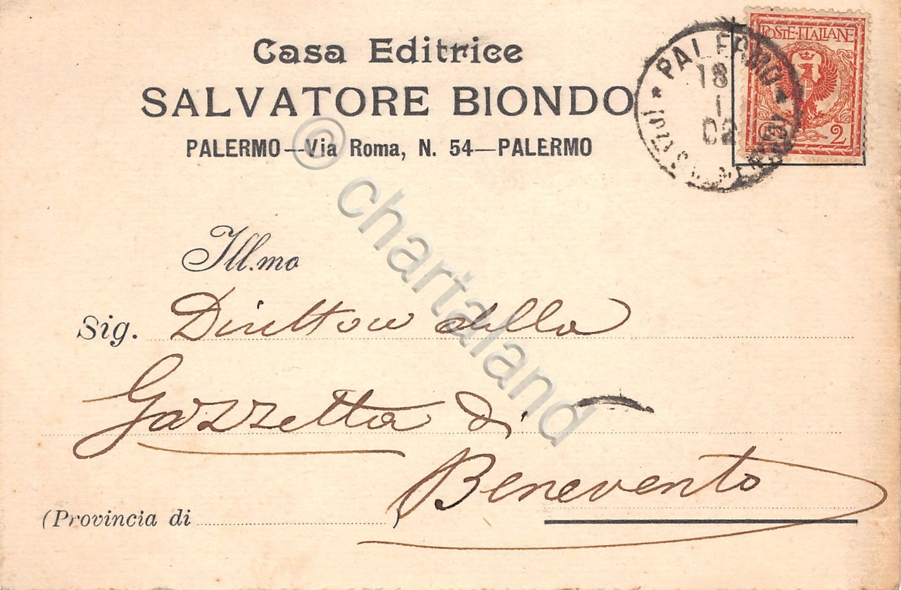 Cartolina - Pubblicitaria - Casa Editrice Salvatore Biondo - Palermo …
