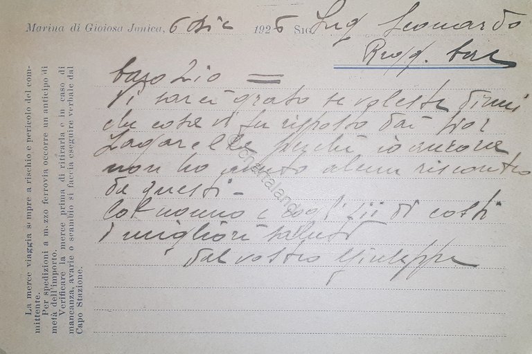 Cartolina - Pubblicitaria - Giuseppe Albonico - Marina di Gioiosa …