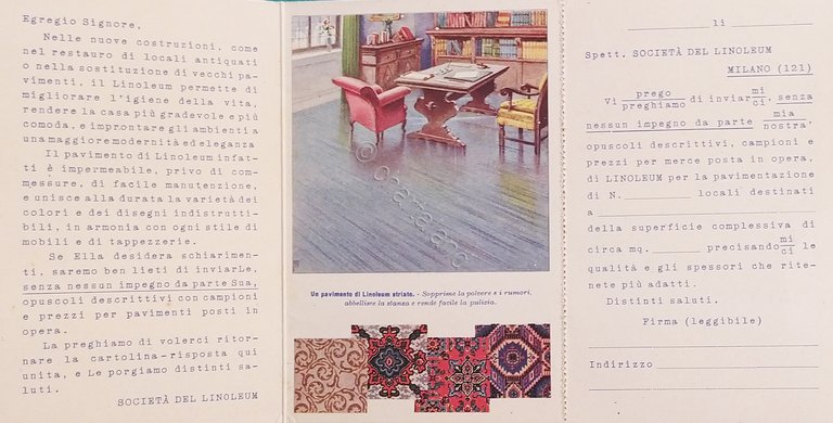 Cartolina - Pubblicitaria - Linoleum - Il pavimento che doveste …
