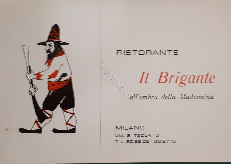 Cartolina - Pubblicitaria - Ristorante Il Brigante - Milano - …