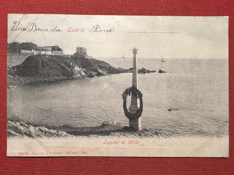 Cartolina - Quarto - Lapide ai Mille - 1900 ca.