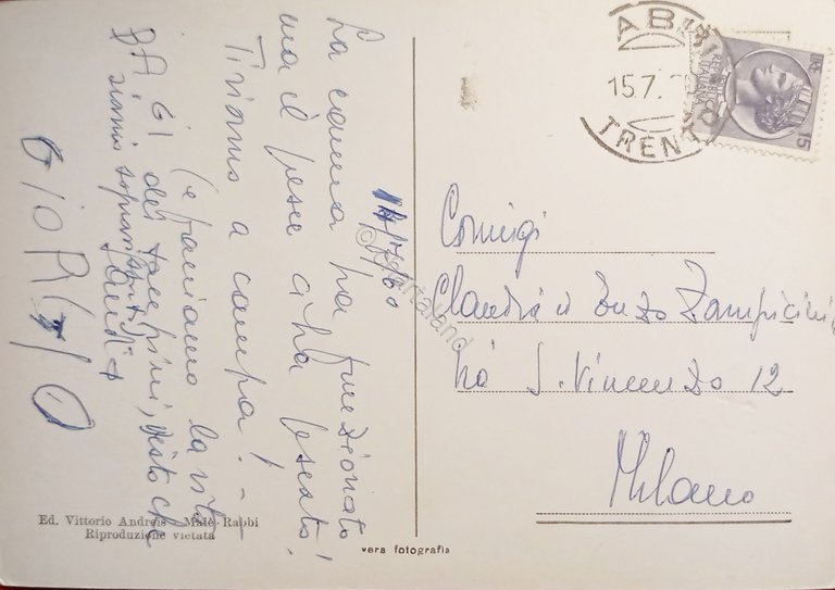 Cartolina - Rabbi-Bagni ( Trento ) - Lago inferiore di …