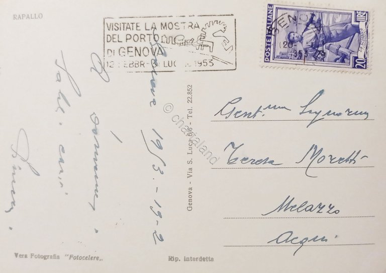 Cartolina - Rapallo - Barche e riposo - 1953