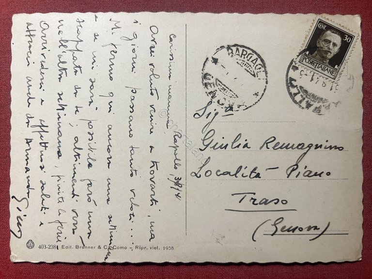 Cartolina - Rapallo ( Genova ) - Lungomare - 1941