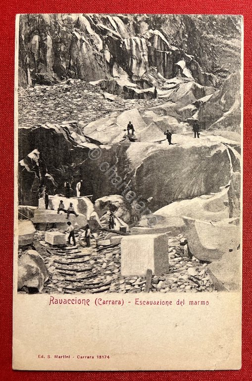 Cartolina - Ravaccione (Carrara) - Escavazione del Marmo - 1900 …