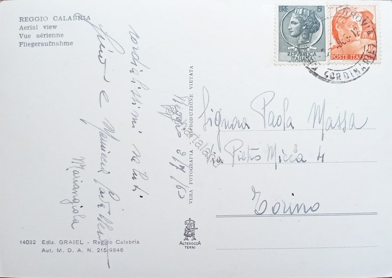 Cartolina - Reggio Calabria - Veduta aerea - 1963