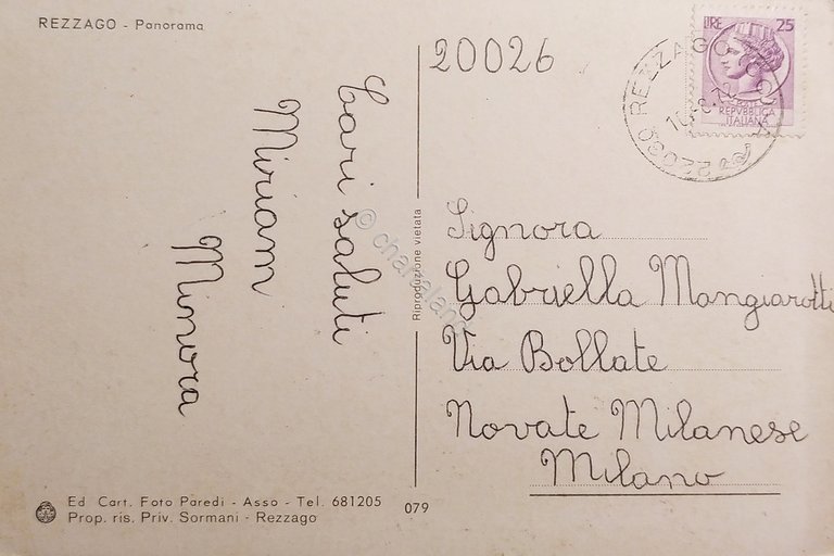 Cartolina - Rezzago ( Como ) - Panorama - 1972