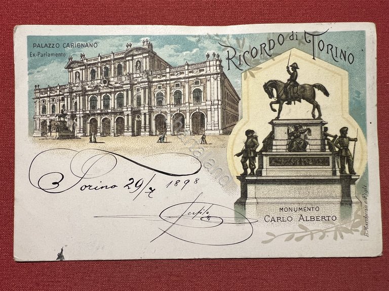 Cartolina - Ricordo di Torino - Monumento Carlo Alberto - … | Immagine Gallery 1
