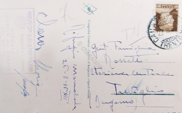 Cartolina - Rifugio Marmolada - Fedaia - 1935