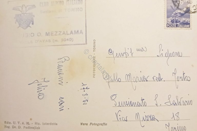 Cartolina - Rifugio Mezzalama ( Aosta ) - 1950