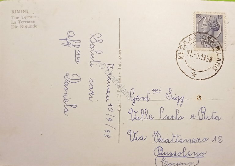 Cartolina - Rimini - La Rotonda - 1958