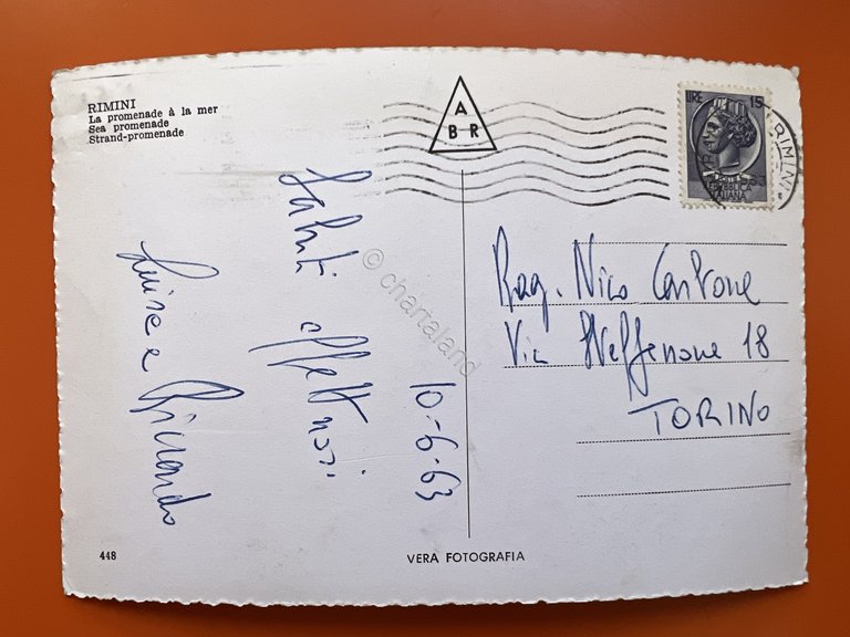 Cartolina - Rimini - Lungomare - 1963