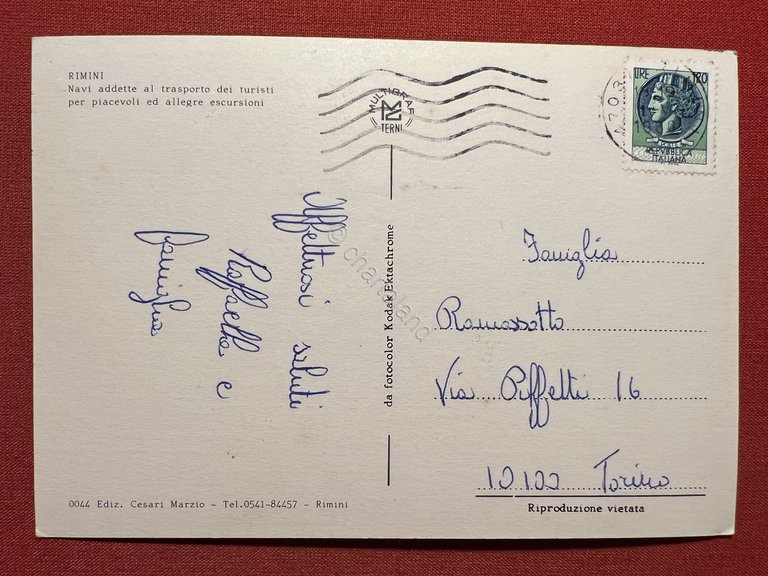 Cartolina - Rimini - Nave addette al Trasporto dei Turisti …