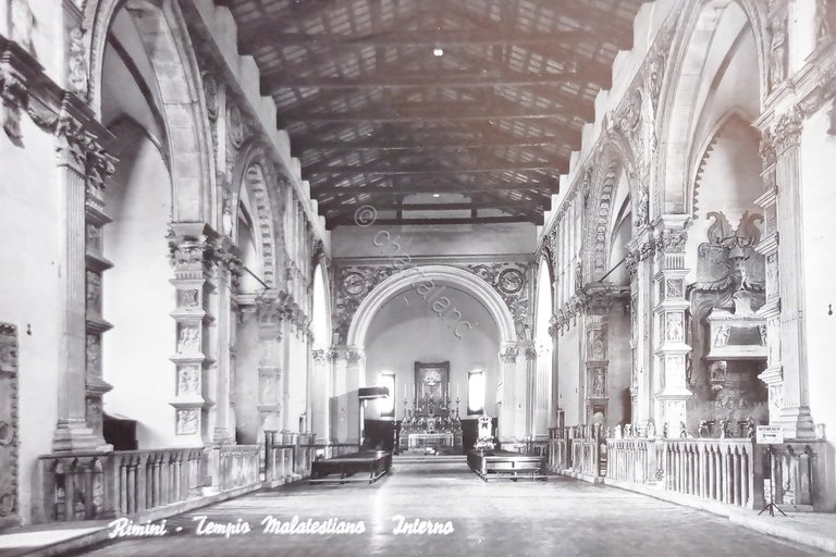 Cartolina - Rimini - Tempio Malatestiano - Interno - 1964