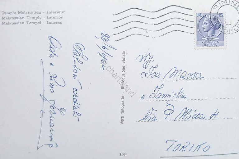 Cartolina - Rimini - Tempio Malatestiano - Interno - 1964