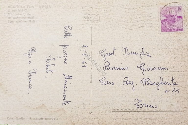 Cartolina - Riviera dei Fiori - Arma - Il suo …