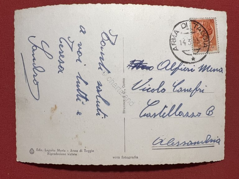 Cartolina - Riviera dei Fiori - Arma di Taggia (Imperia) …