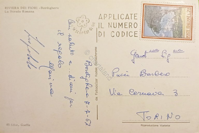 Cartolina - Riviera dei Fiori - Bordighera - La Strada …