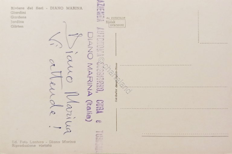 Cartolina - Riviera dei Fiori - Diano Marina - Giardini …