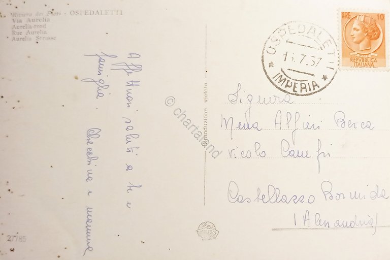 Cartolina - Riviera dei Fiori - Ospedaletti - Via Aurelia …