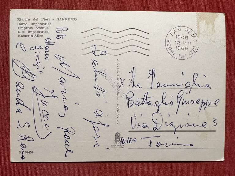 Cartolina - Riviera dei Fiori - Sanremo - Corso Imperatrice …