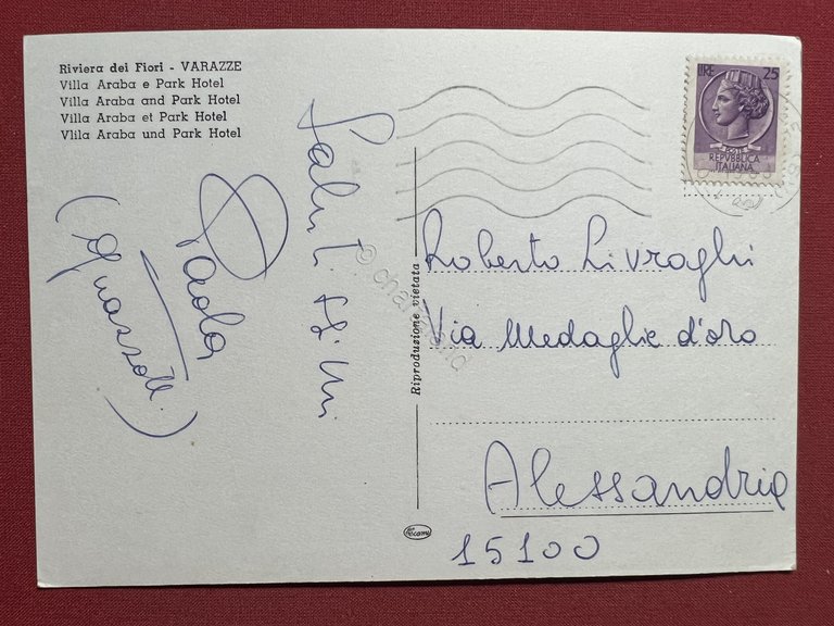 Cartolina - Riviera dei Fiori - Varazze - Villa Araba …