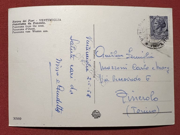 Cartolina - Riviera dei Fiori - Ventimiglia - Panorama da …