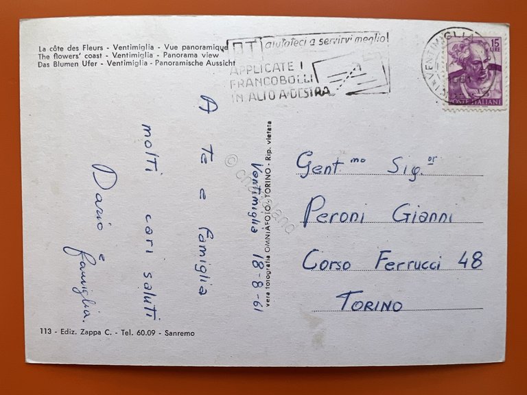 Cartolina - Riviera dei Fiori - Ventimiglia (Imperia) - Scorcio …