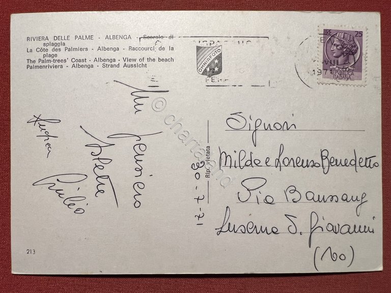 Cartolina - Riviera delle Palme - Albenga ( Savona ) …