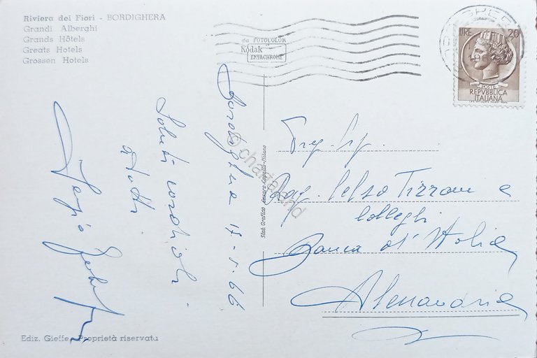 Cartolina - Riviera delle Palme - Bordighera - Grandi Alberghi …