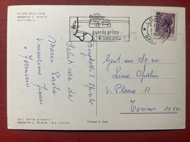 Cartolina - Riviera delle Palme - Borghetto Santo Spirito - …