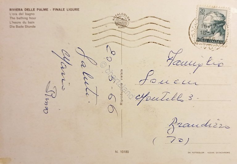 Cartolina - Riviera delle Palme - Finale Ligure - L'ora …
