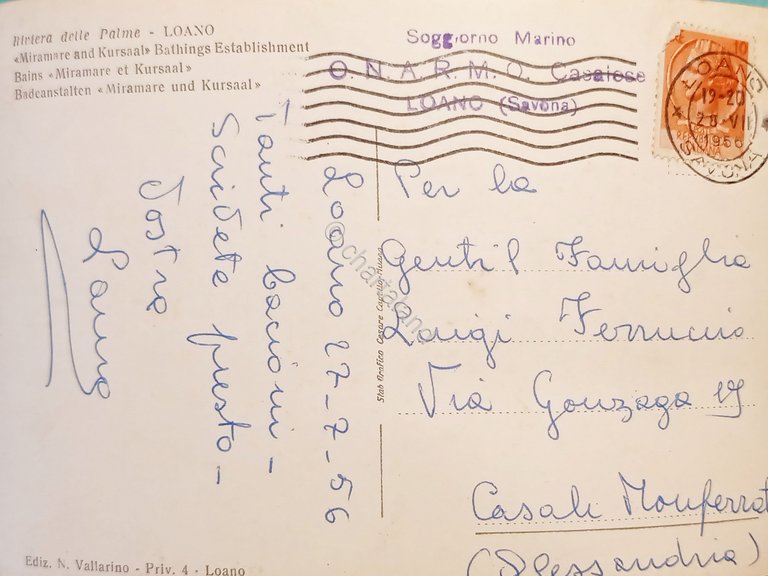 Cartolina - Riviera delle Palme - Loano - Bagni Miramare …