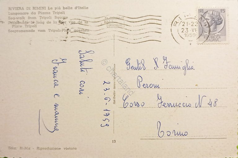 Cartolina - Riviera di Rimini - Lungomare da Piazza Tripoli …