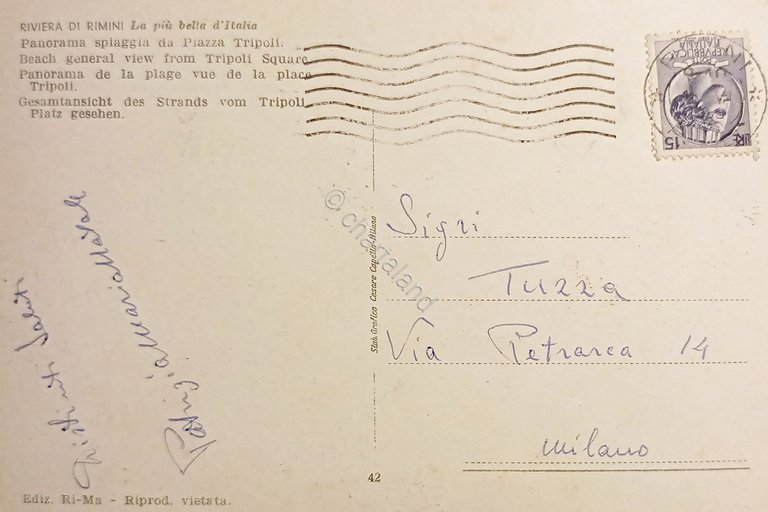 Cartolina - Riviera di Rimini - Panorama spiaggia da Piazza …