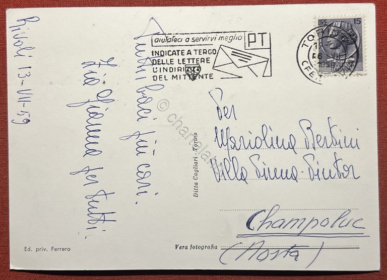 Cartolina - Rivoli Torinese - Panorama e Castello Le Alpi …