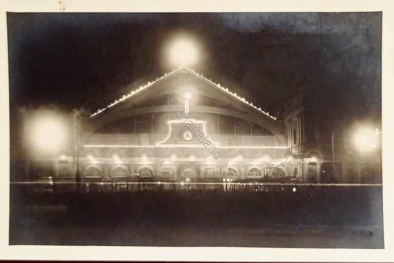 Cartolina - Roma - Illuminazione della Stazione Termini - 1920 …