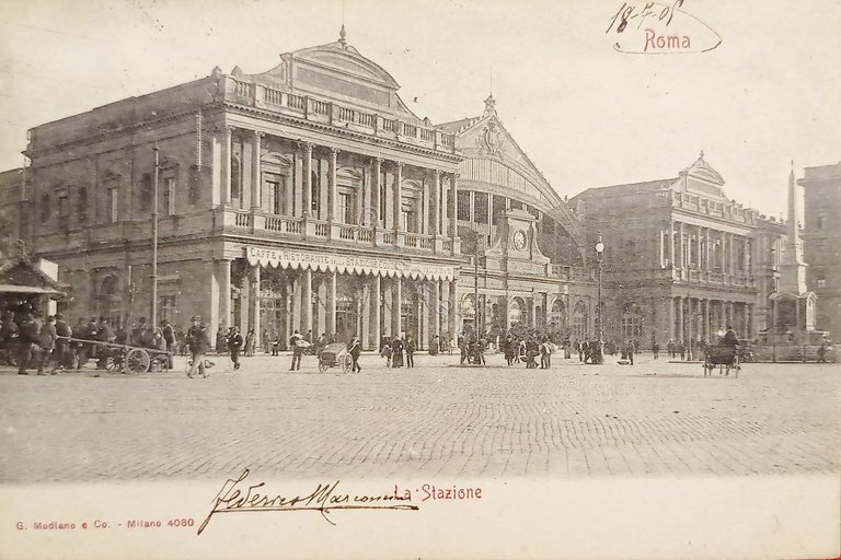 Cartolina - Roma - La Stazione - 1905