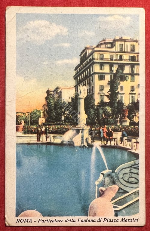 Cartolina - Roma - Particolare della Fontana di Piazza Mazzini …