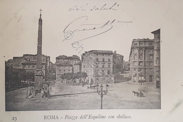 Cartolina - Roma - Piazza dell'Esquilino con obelisco - 1904