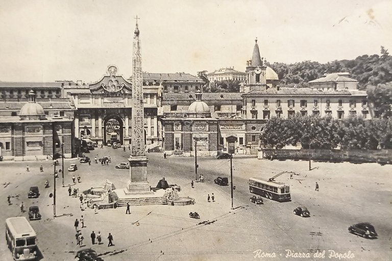 Cartolina - Roma - Piazzale del Popolo - 1955