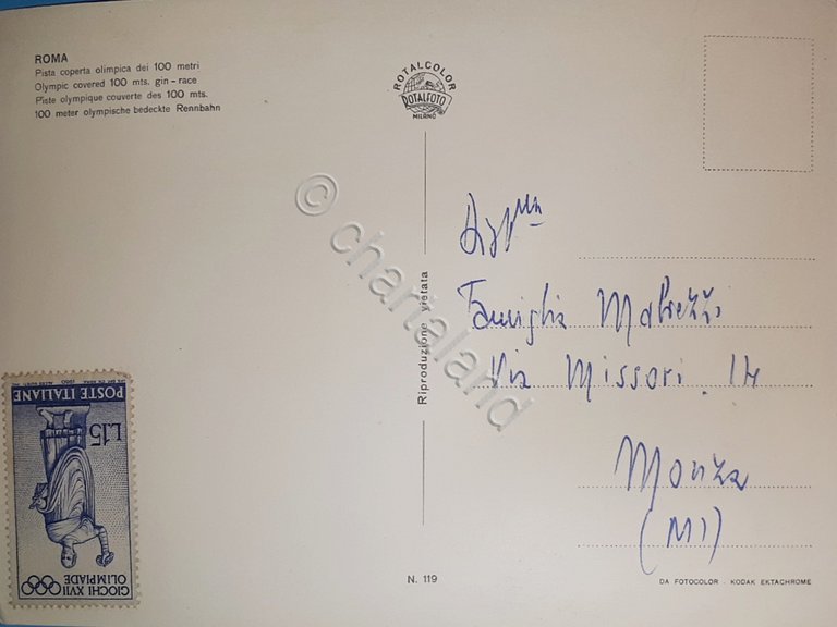 Cartolina - Roma - Pista coperta olimpica dei 100 metri …