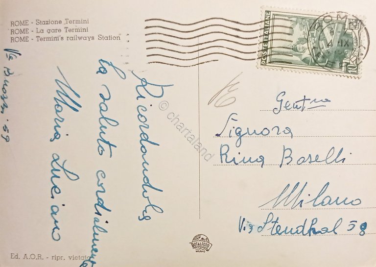 Cartolina - Roma - Stazione Termini - 1956