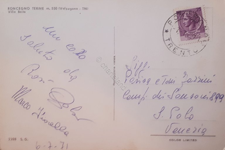 Cartolina - Roncegno Terme - Villa Baito - 1971