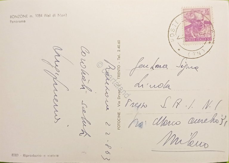 Cartolina - Ronzone ( Val di Non ) - Panorama …