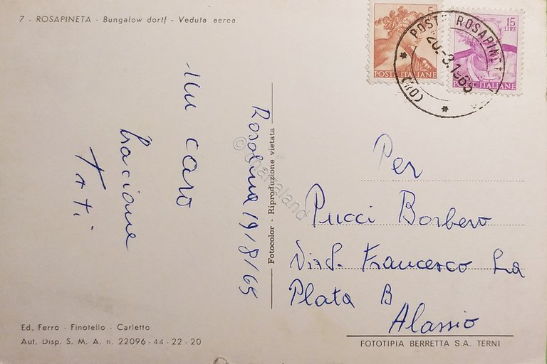 Cartolina - Rosapineta - Bungalow Dorif - Veduta aerea - …