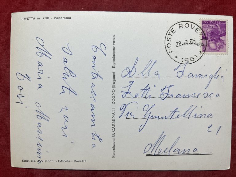 Cartolina - Rovetta ( Bergamo ) - Panorama - 1965