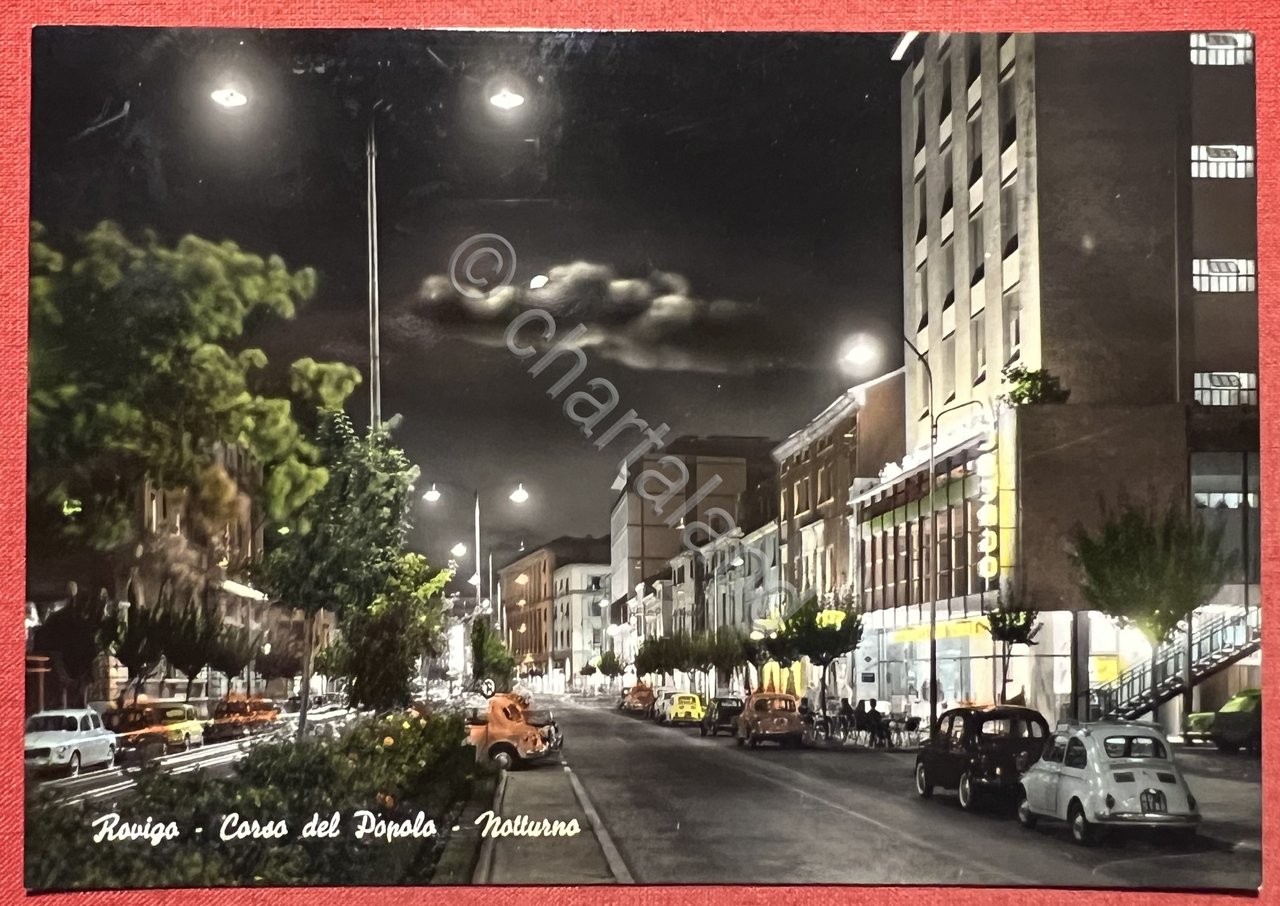Cartolina - Rovigo - Corso del Popolo - Notturno - …